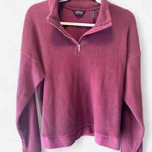 Peloton Waffle Knit Quarter Zip Pullover Burgundy Size M